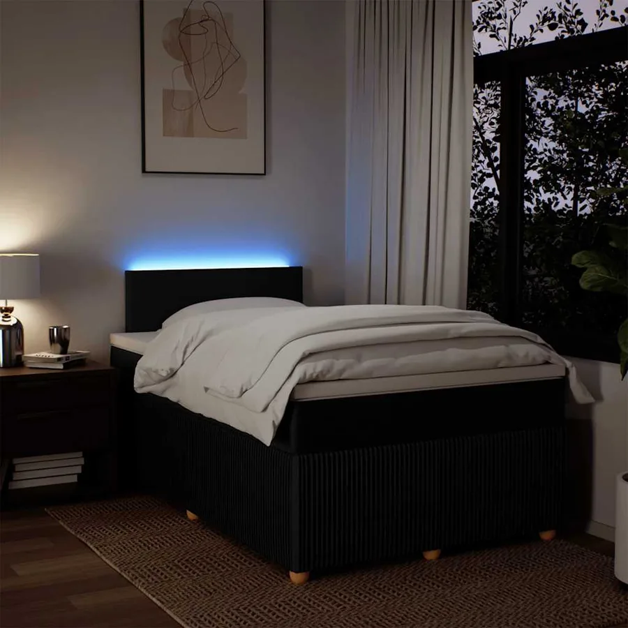 Sommier à lattes de lit avec matelas Noir 120x200 cm Tissu - 5