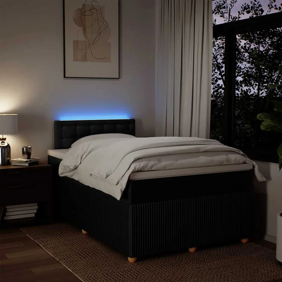 Sommier à lattes de lit avec matelas Noir 120x200 cm Tissu - 5