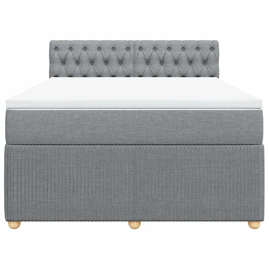 Sommier à lattes de lit avec matelas Gris clair 140x190cm Tissu - 6