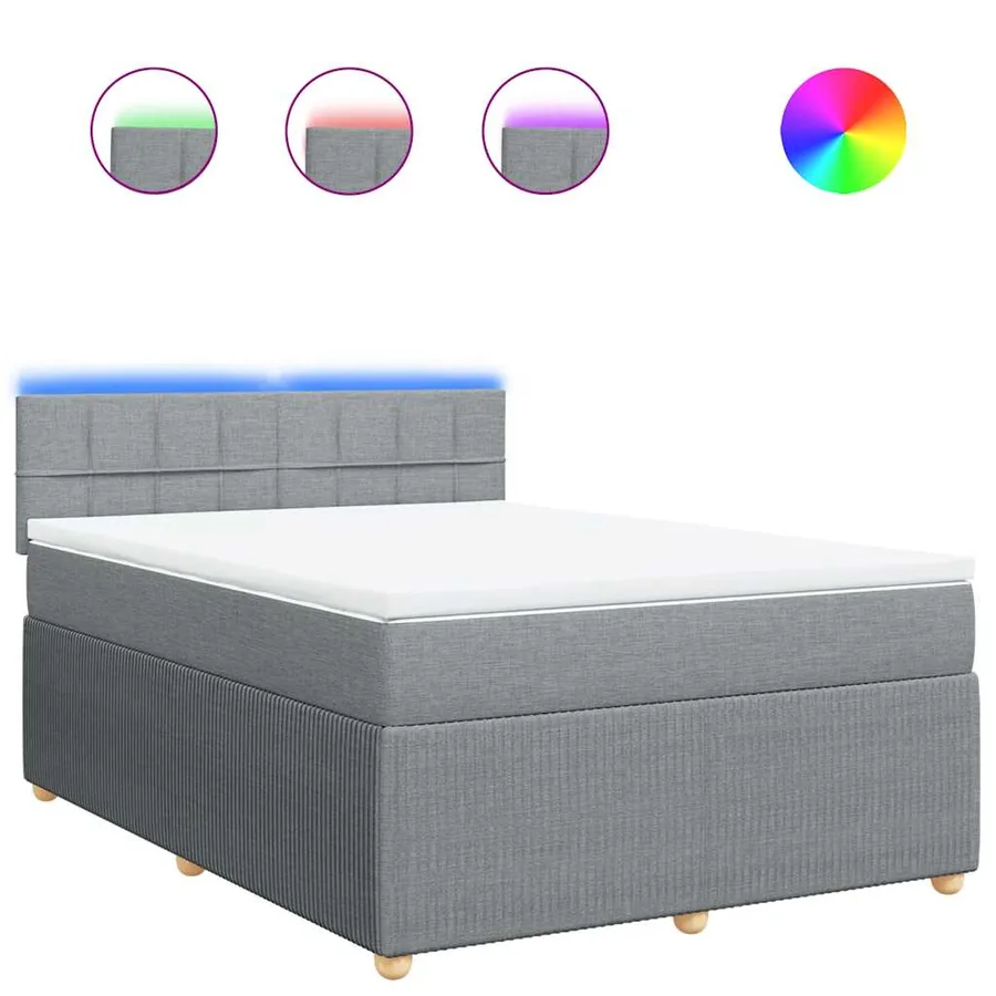 Sommier à lattes de lit avec matelas Gris clair 140x190cm Tissu - 2