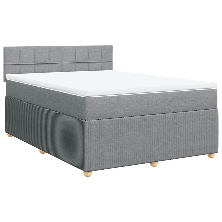 Sommier à lattes de lit avec matelas Gris clair 140x190cm Tissu - 3