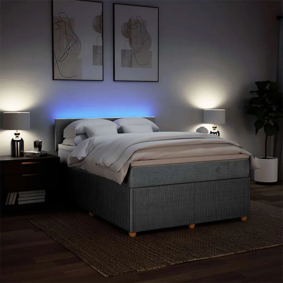 Sommier à lattes de lit avec matelas Gris clair 140x190cm Tissu - 5