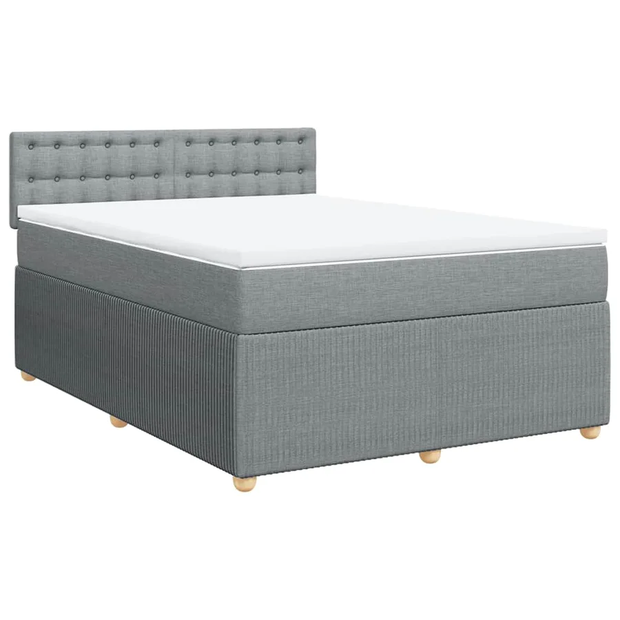 Sommier à lattes de lit avec matelas Gris clair 140x190cm Tissu - 2