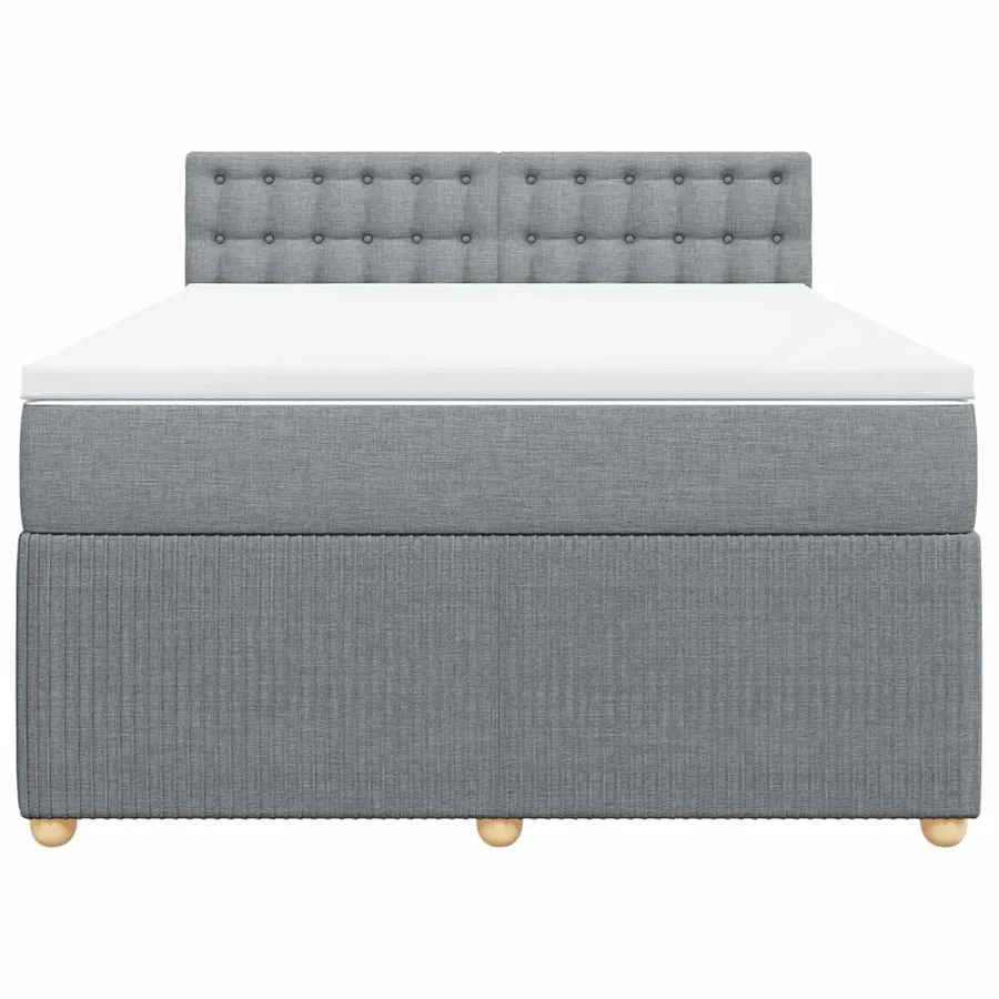 Sommier à lattes de lit avec matelas Gris clair 140x190cm Tissu - 4