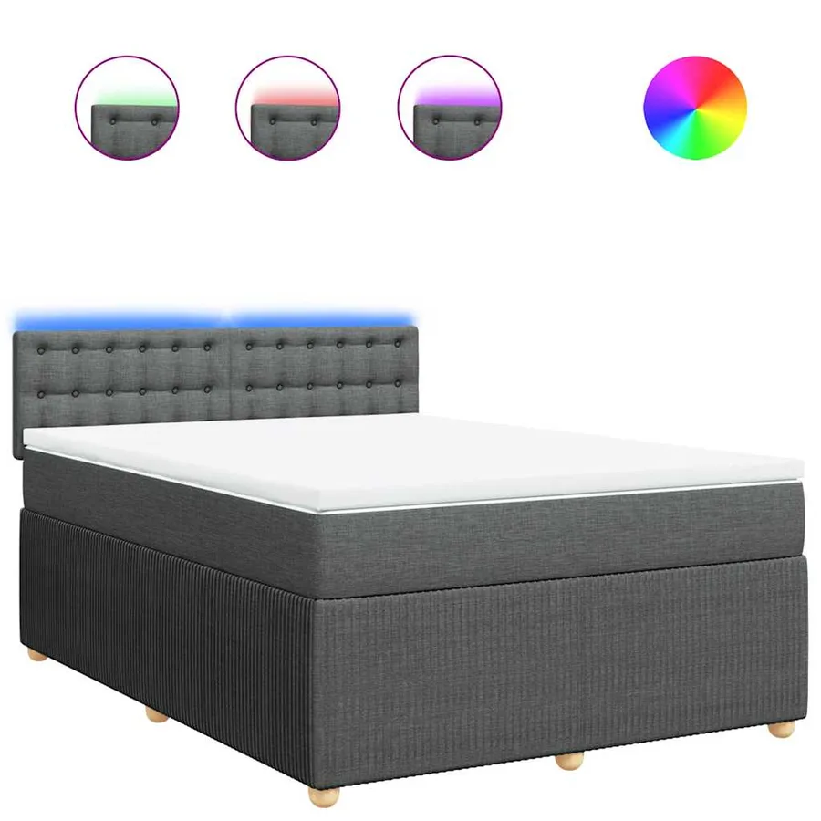 Sommier à lattes de lit avec matelas Gris foncé 140x190cm Tissu - 2