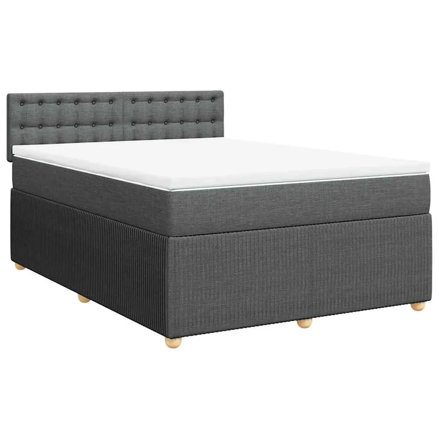 Sommier à lattes de lit avec matelas Gris foncé 140x190cm Tissu - 3