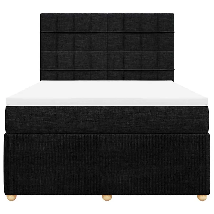 Sommier à lattes de lit avec matelas Noir 140x190 cm Tissu - 4