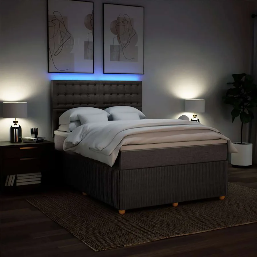 Sommier à lattes de lit avec matelas Taupe 140x190 cm Tissu - 4