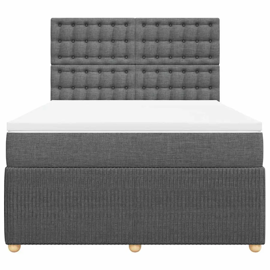 Sommier à lattes de lit avec matelas Gris foncé 140x190cm Tissu - 4