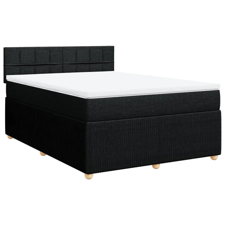Sommier à lattes de lit avec matelas Noir 140x190 cm Tissu - 3