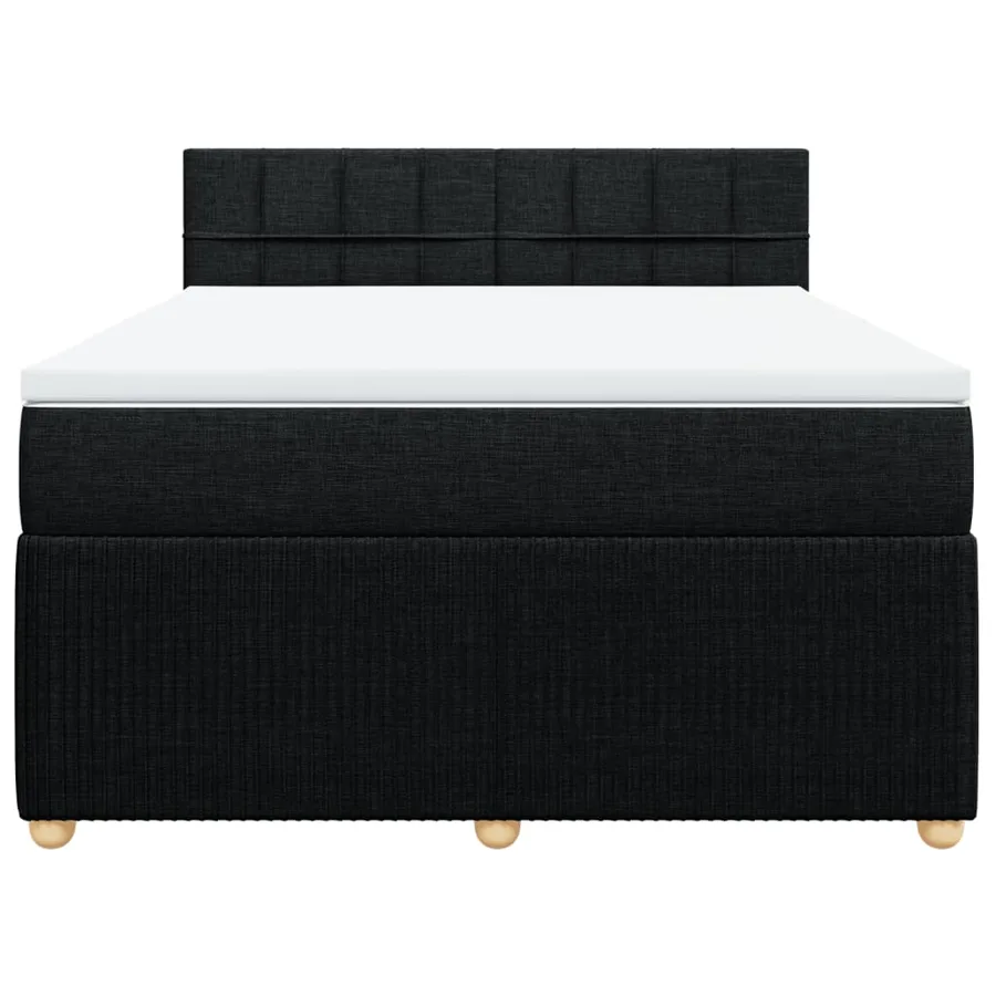 Sommier à lattes de lit avec matelas Noir 140x190 cm Tissu - 6