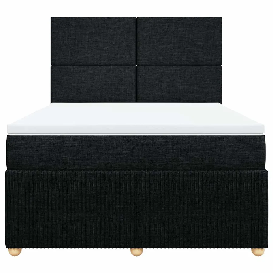 Sommier à lattes de lit avec matelas Noir 140x200 cm Tissu - 6