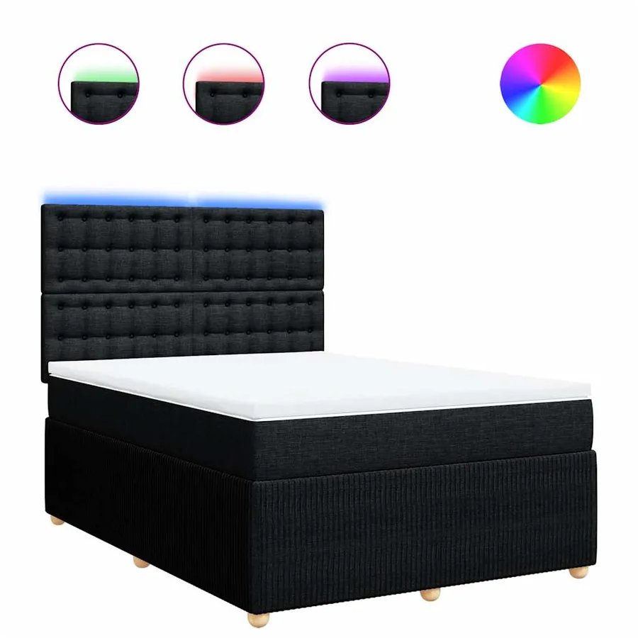 Sommier à lattes de lit avec matelas Noir 140x200 cm Tissu - 2