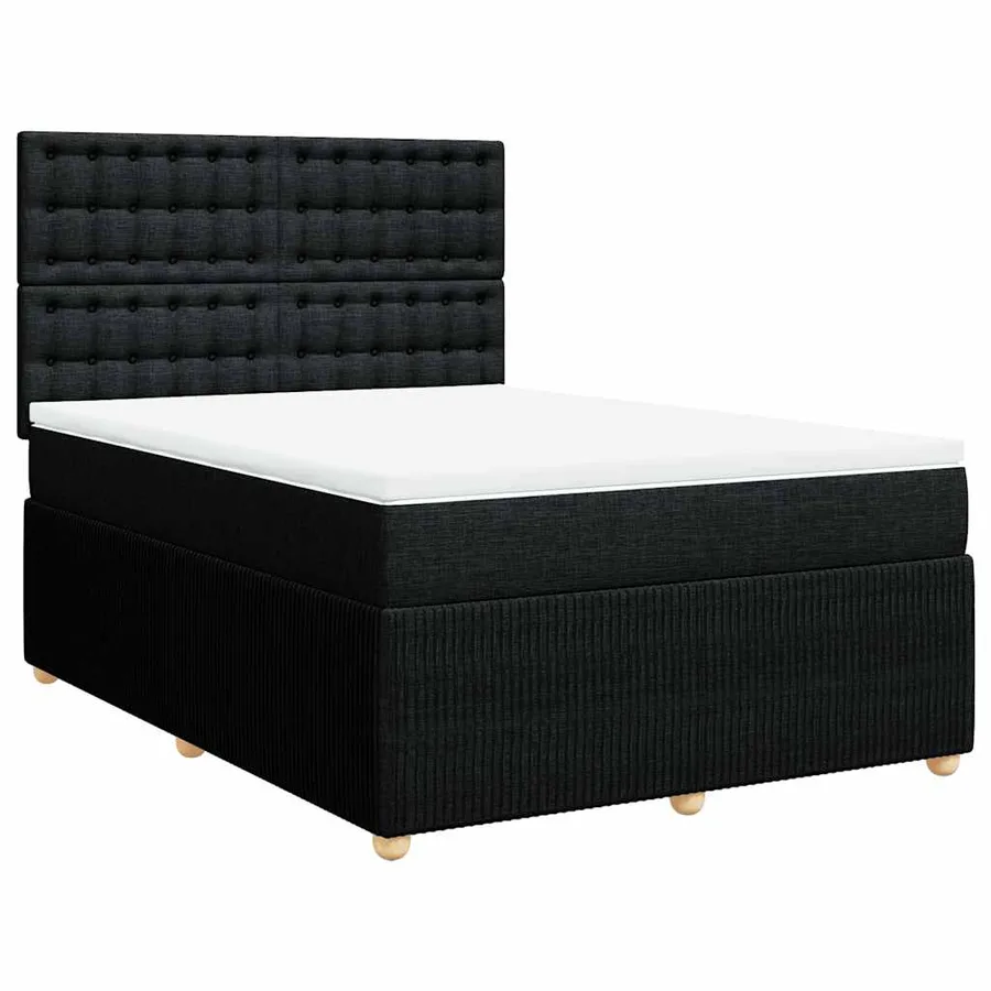 Sommier à lattes de lit avec matelas Noir 140x200 cm Tissu - 3