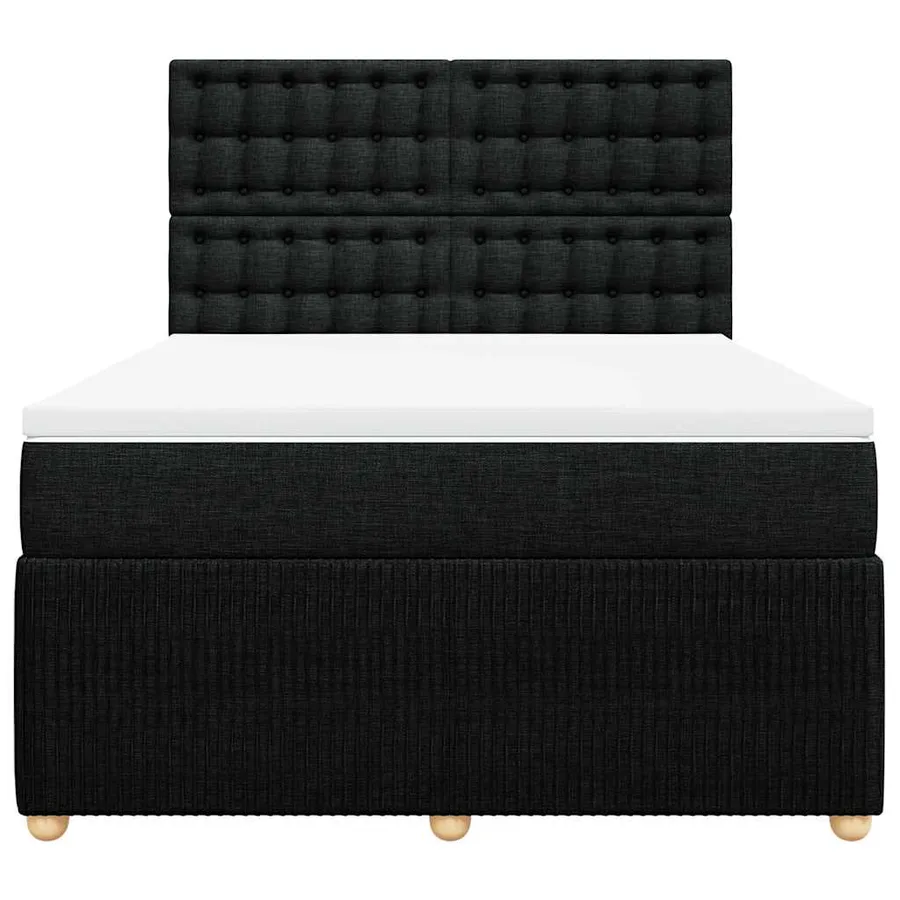 Sommier à lattes de lit avec matelas Noir 140x200 cm Tissu - 6