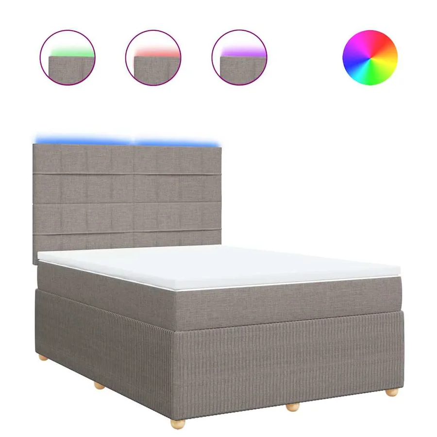 Sommier à lattes de lit avec matelas Taupe 140x190 cm Tissu - 2