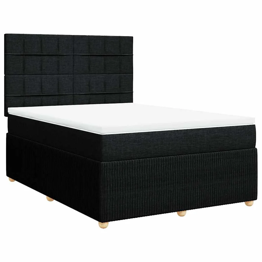 Sommier à lattes de lit avec matelas Noir 140x200 cm Tissu - 3