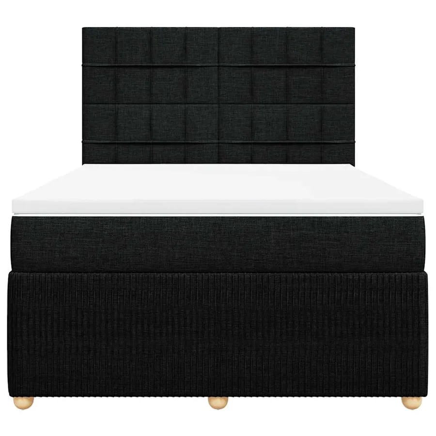 Sommier à lattes de lit avec matelas Noir 140x200 cm Tissu - 6