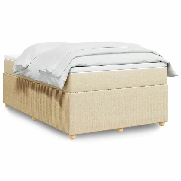 Sommier à lattes de lit avec matelas Crème 120x200 cm Tissu