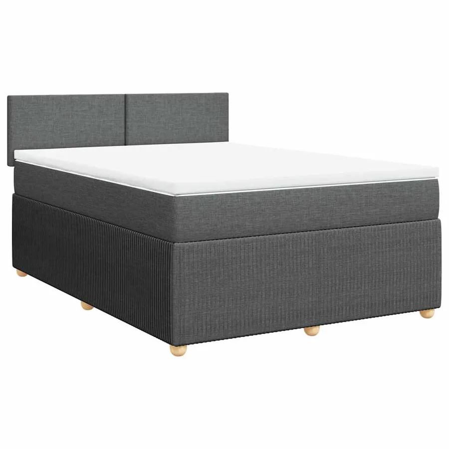 Sommier à lattes de lit avec matelas Gris foncé 140x190cm Tissu - 3