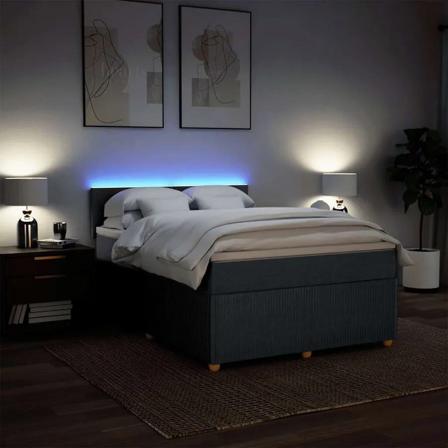 Sommier à lattes de lit avec matelas Gris foncé 140x190cm Tissu - 5