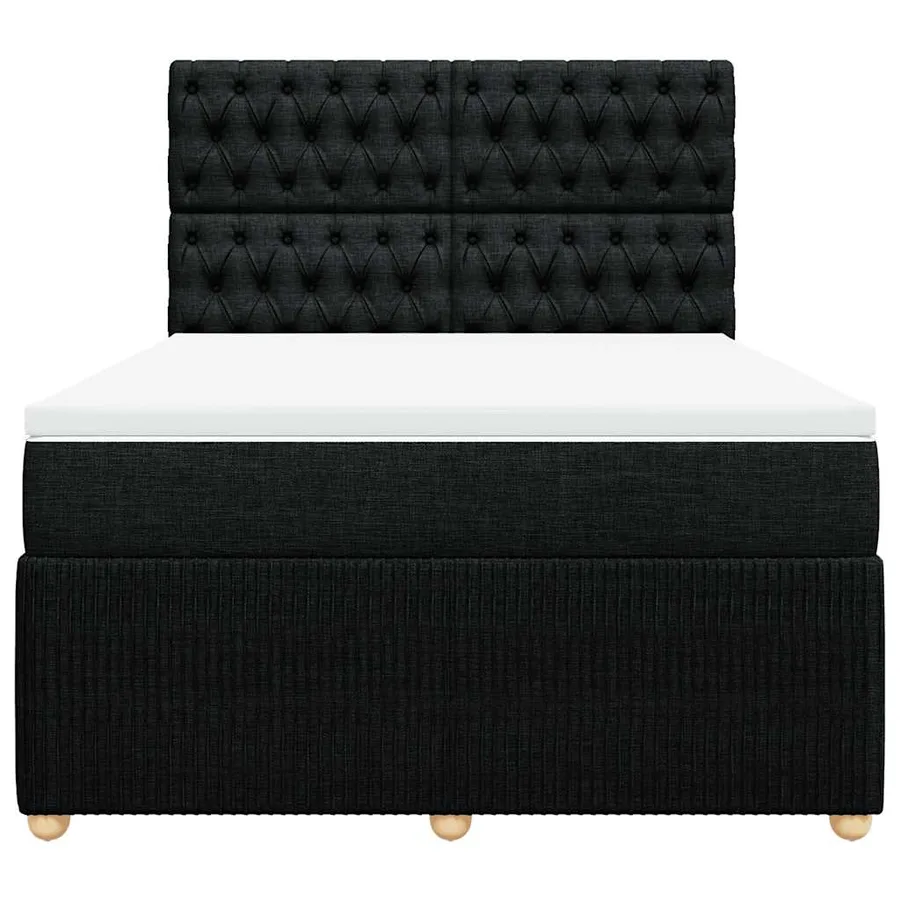 Sommier à lattes de lit avec matelas Noir 140x190 cm Tissu - 6