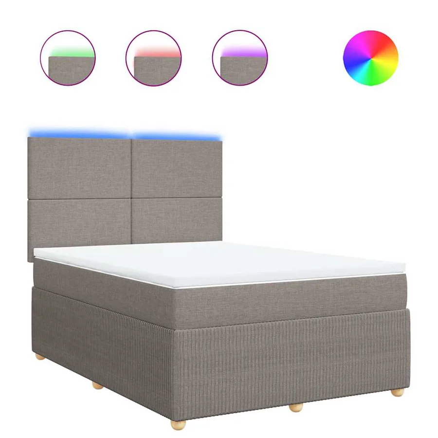 Sommier à lattes de lit avec matelas Taupe 140x190 cm Tissu - 2