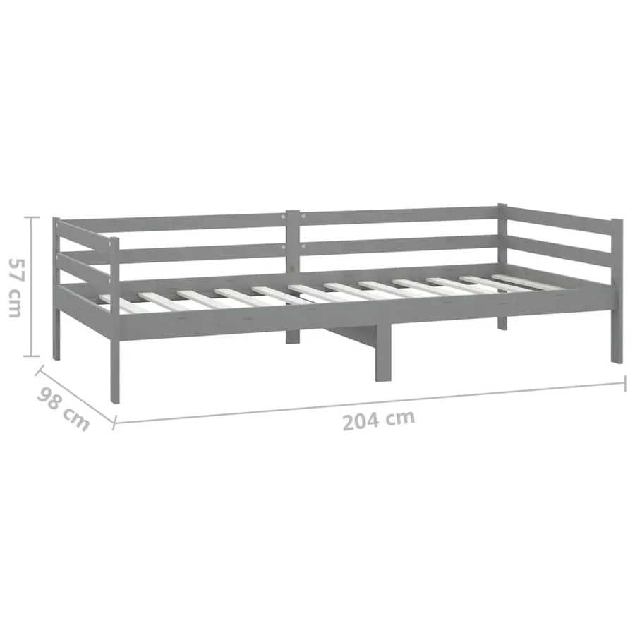 Lit de repos avec matelas 90x200 cm Gris Bois de pin massif - 10