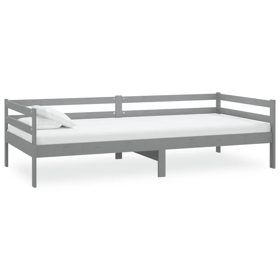 Lit de repos avec matelas 90x200 cm Gris Bois de pin massif - 4
