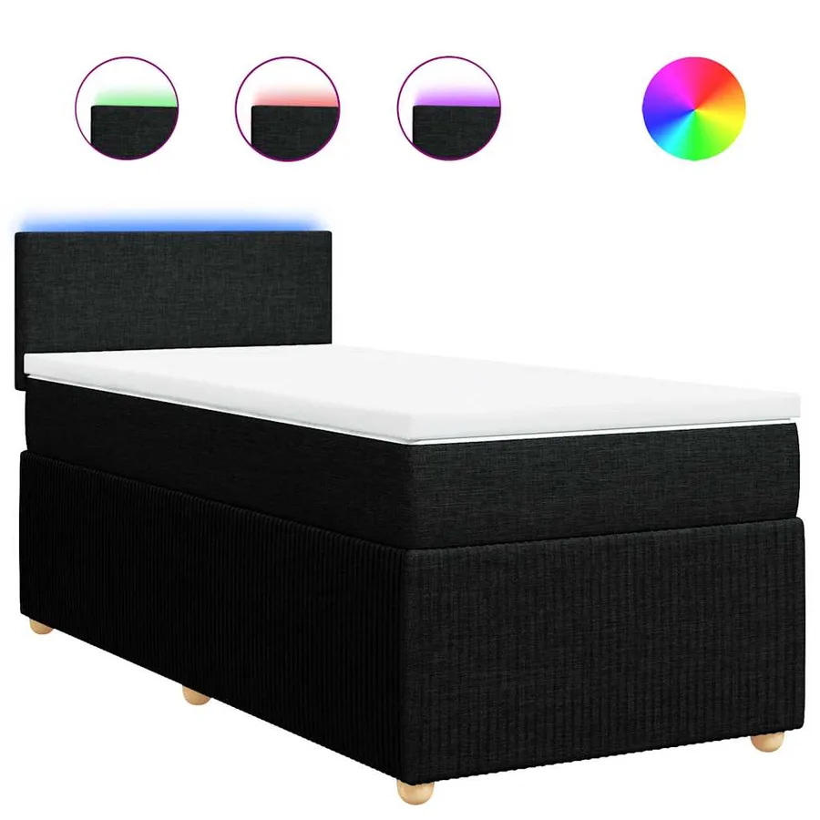 Sommier à lattes de lit et matelas Noir 80x200 cm Tissu - 2