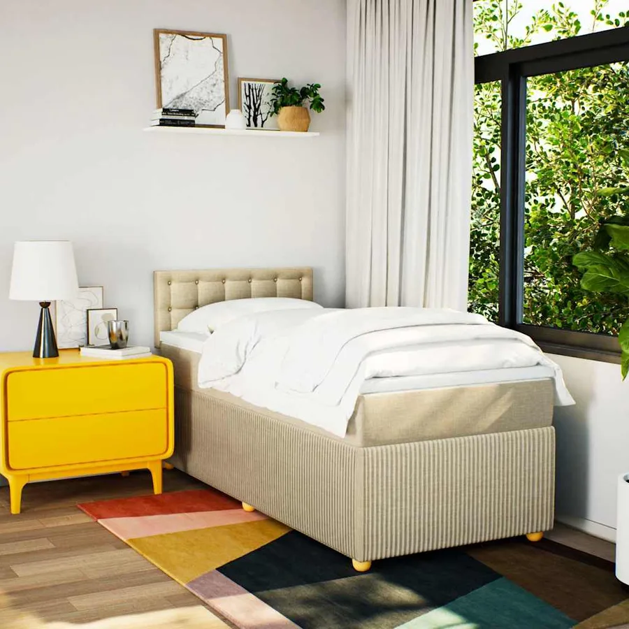Sommier à lattes de lit avec matelas Crème 80x200 cm Tissu - 3