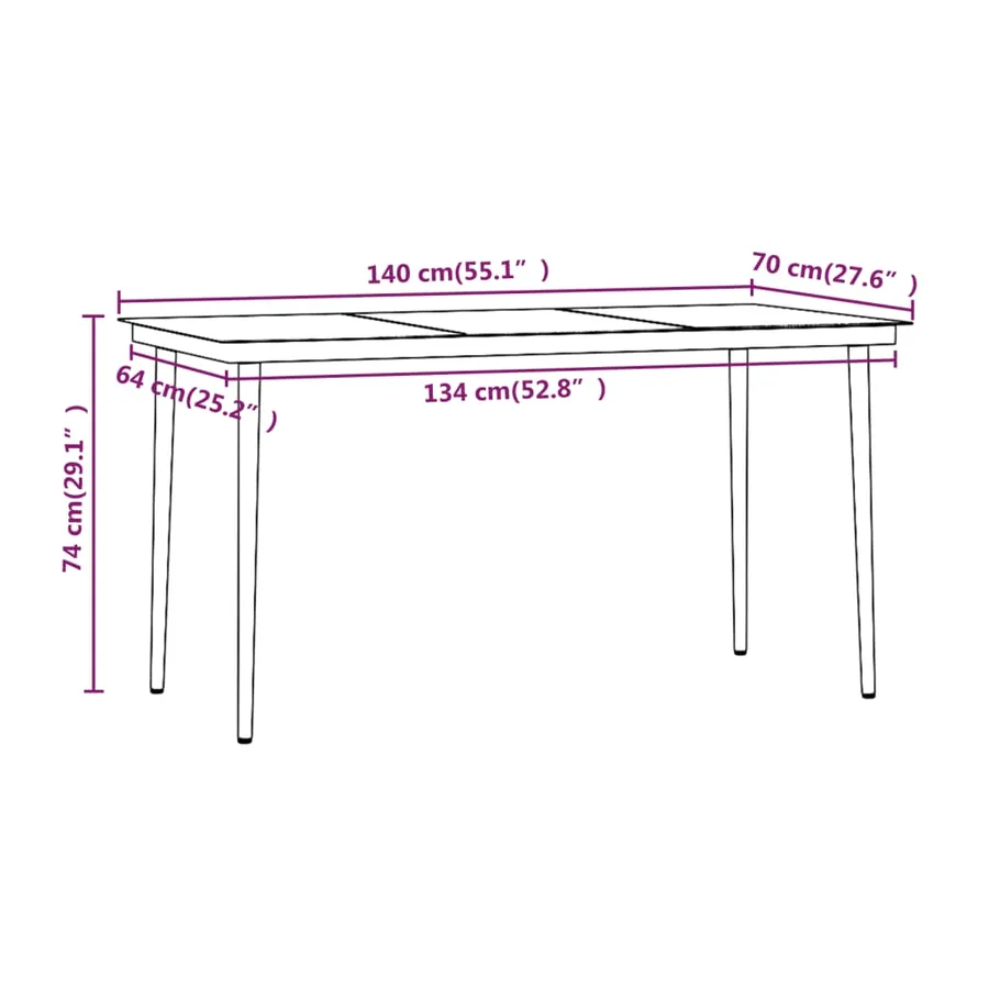 Ensemble à manger de jardin coussins 7 pcs Marron/noir - 8