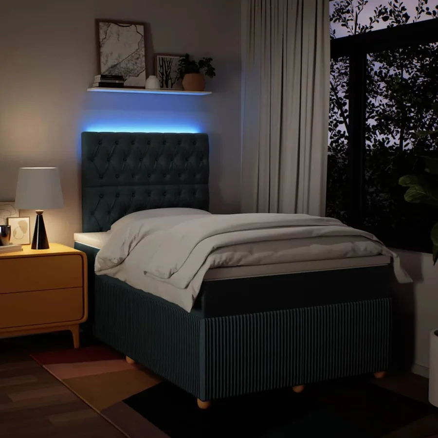 Sommier à lattes de lit avec matelas Bleu 120x200 cm Tissu - 4