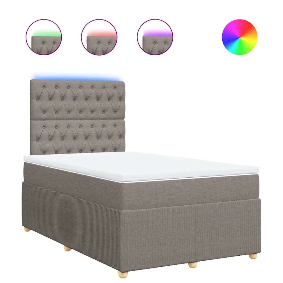 Sommier à lattes de lit avec matelas Taupe 120x200 cm Tissu - 2