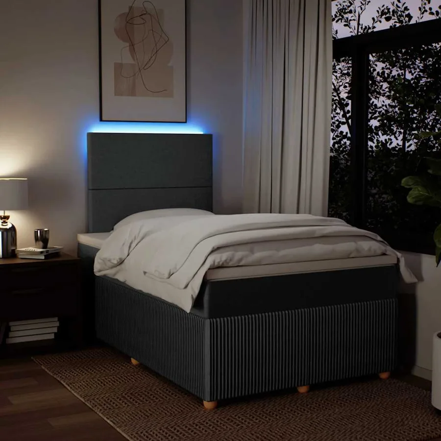 Sommier à lattes de lit avec matelas Gris foncé 120x200cm Tissu - 4