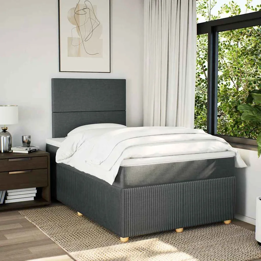 Sommier à lattes de lit avec matelas Gris foncé 120x200cm Tissu - 5