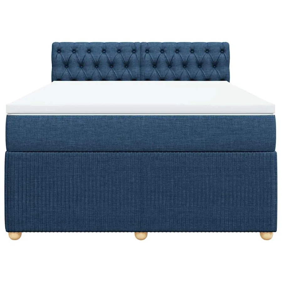Sommier à lattes de lit avec matelas Bleu 140x190 cm Tissu - 6