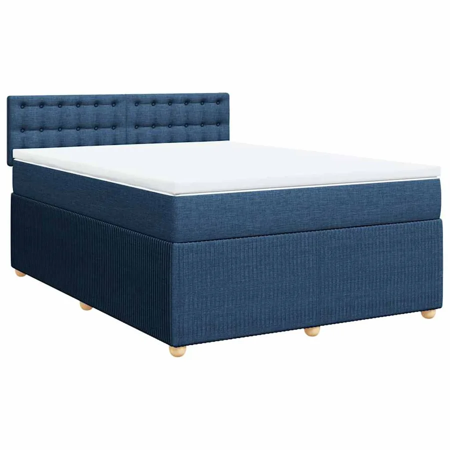 Sommier à lattes de lit avec matelas Bleu 140x190 cm Tissu - 2