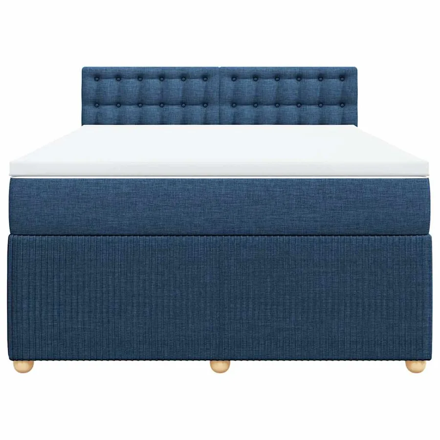 Sommier à lattes de lit avec matelas Bleu 140x190 cm Tissu - 4
