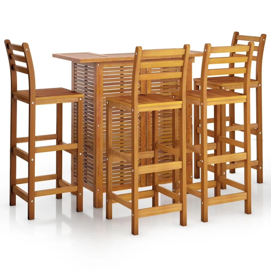 Ensemble de bar de jardin 5 pcs Bois d'acacia solide - 2