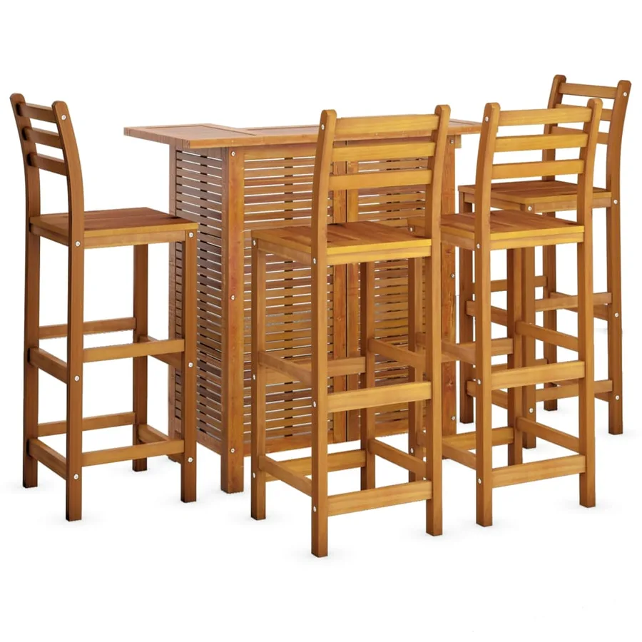 Ensemble de bar de jardin 5 pcs Bois d'acacia solide - 3