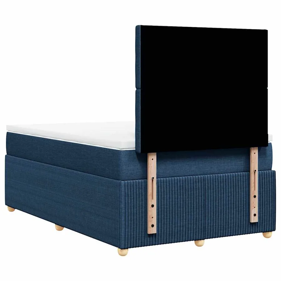 Sommier à lattes de lit avec matelas Bleu 120x200 cm Tissu - 8