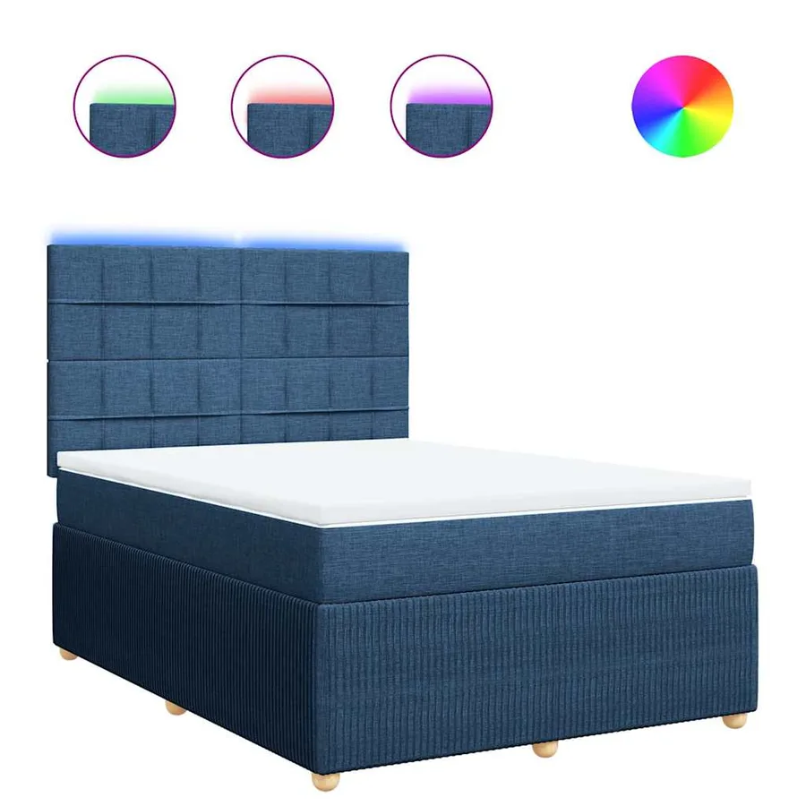 Sommier à lattes de lit avec matelas Bleu 140x190 cm Tissu - 2