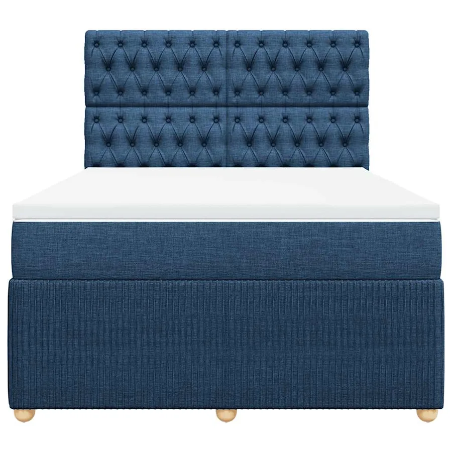 Sommier à lattes de lit avec matelas Bleu 140x190 cm Tissu - 4
