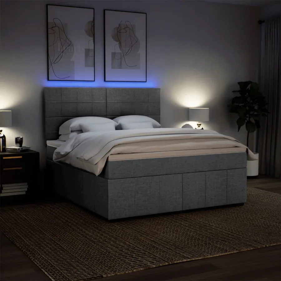 Sommier à lattes de lit avec matelas Gris clair 180x200cm Tissu - 4