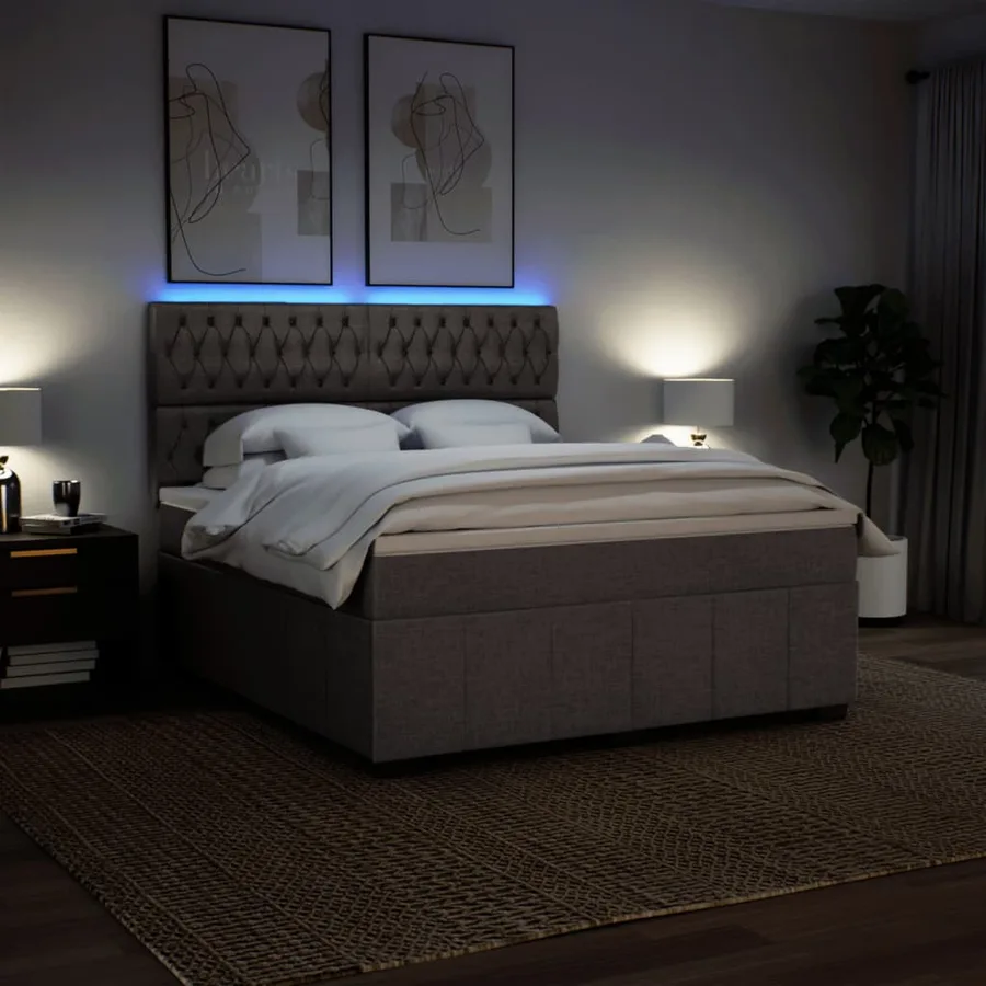 Sommier à lattes de lit avec matelas Taupe 180x200 cm Tissu - 4