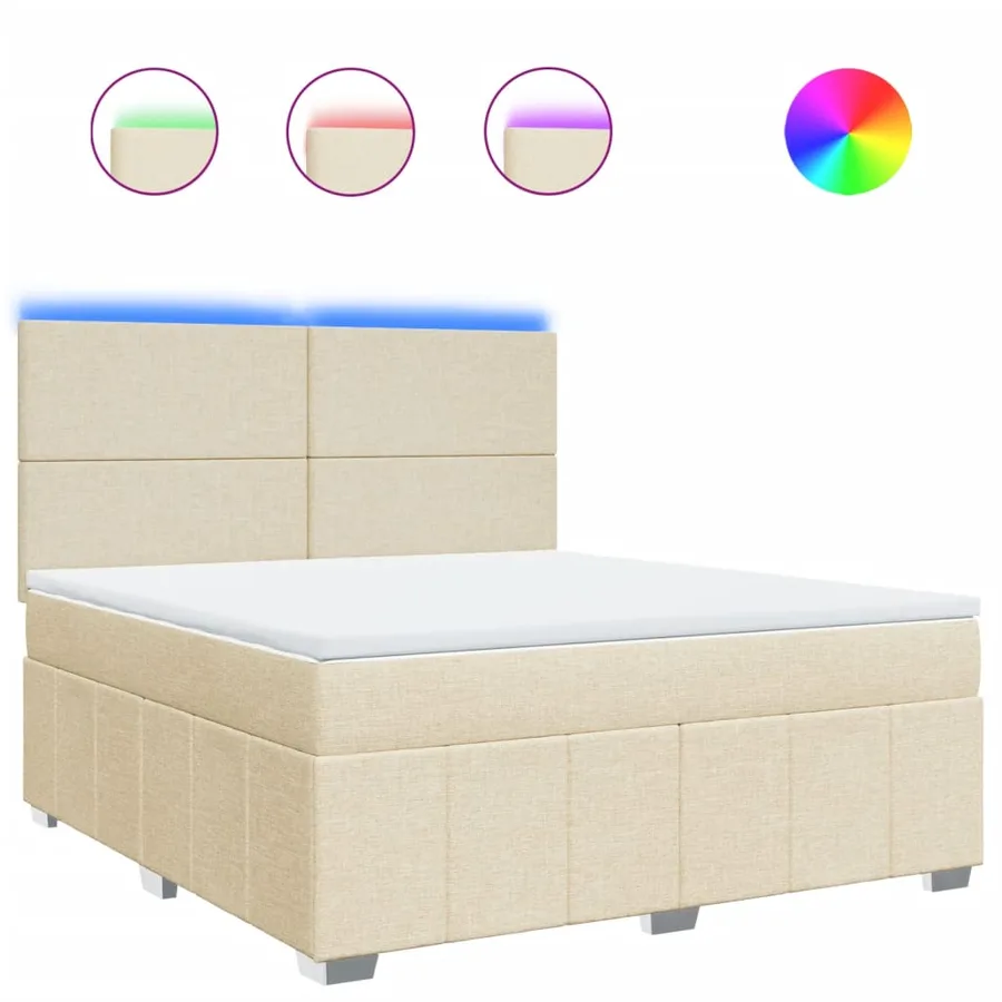Sommier à lattes de lit avec matelas Crème 180x200 cm Tissu - 2