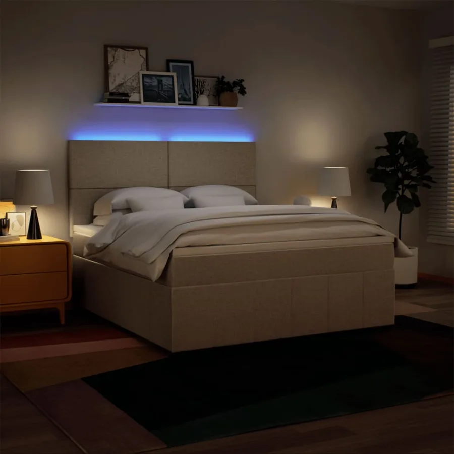 Sommier à lattes de lit avec matelas Crème 180x200 cm Tissu - 4