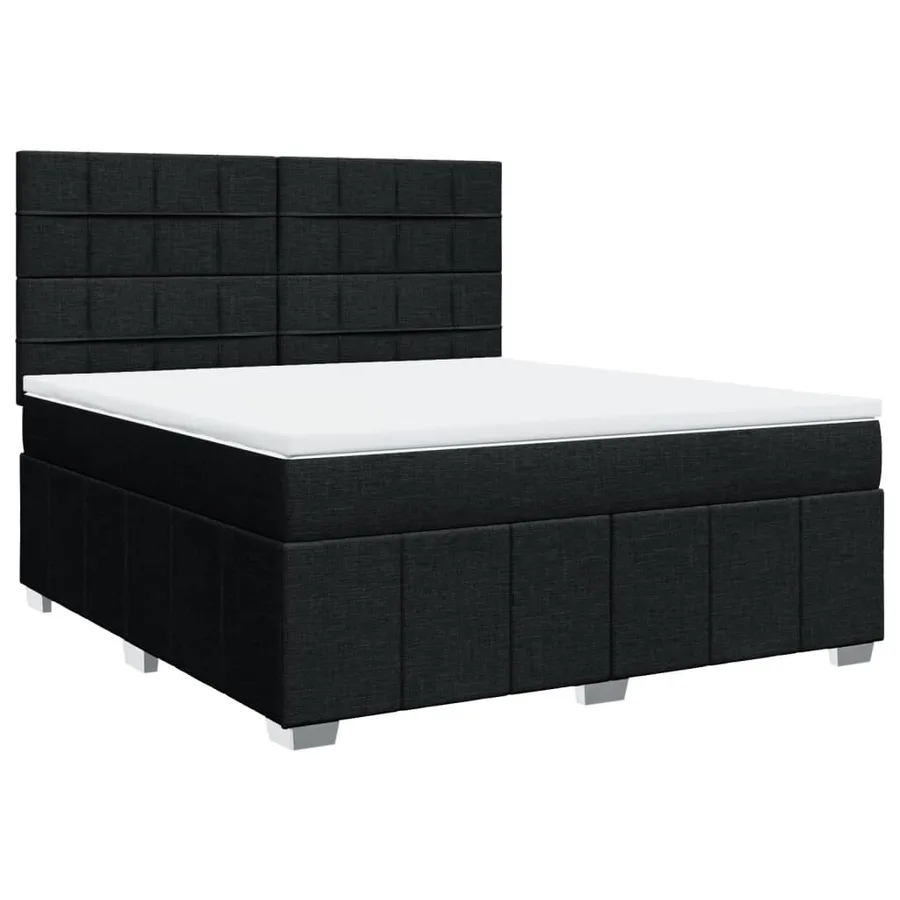 Sommier à lattes de lit avec matelas Noir 180x200 cm Tissu - 2