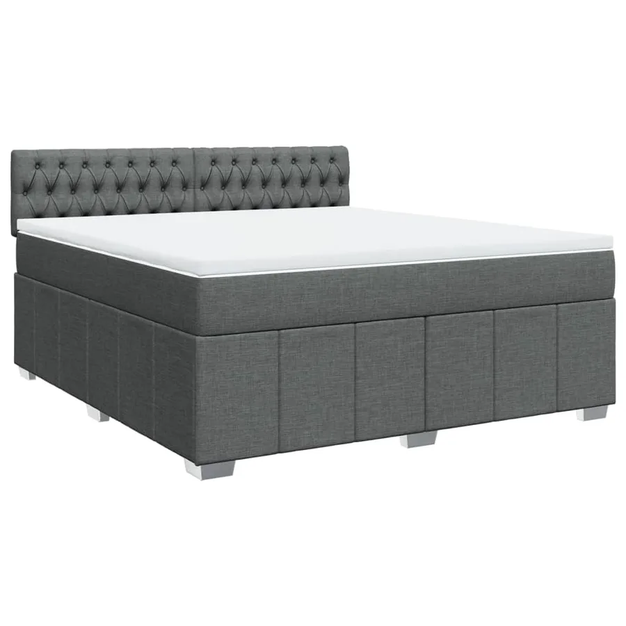 Sommier à lattes de lit avec matelas Gris foncé 180x200cm Tissu - 3